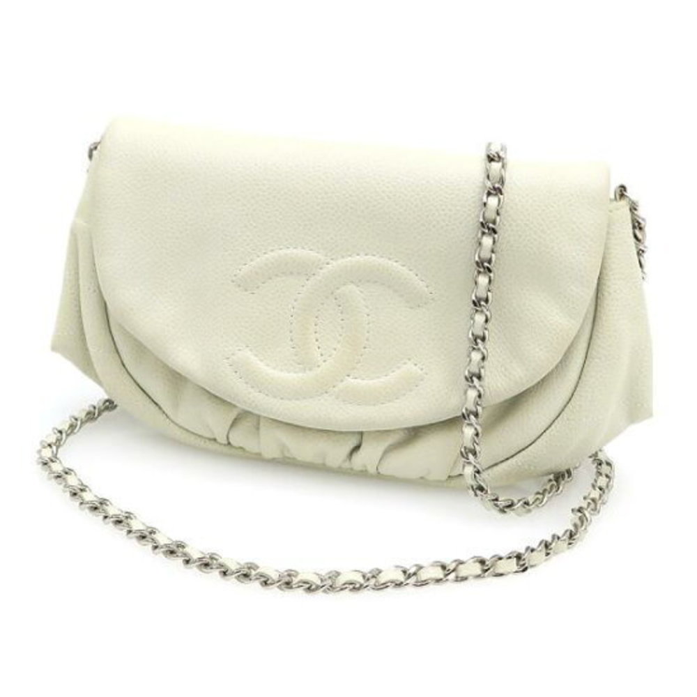 Chanel Caviar Half Moon Chain Wallet